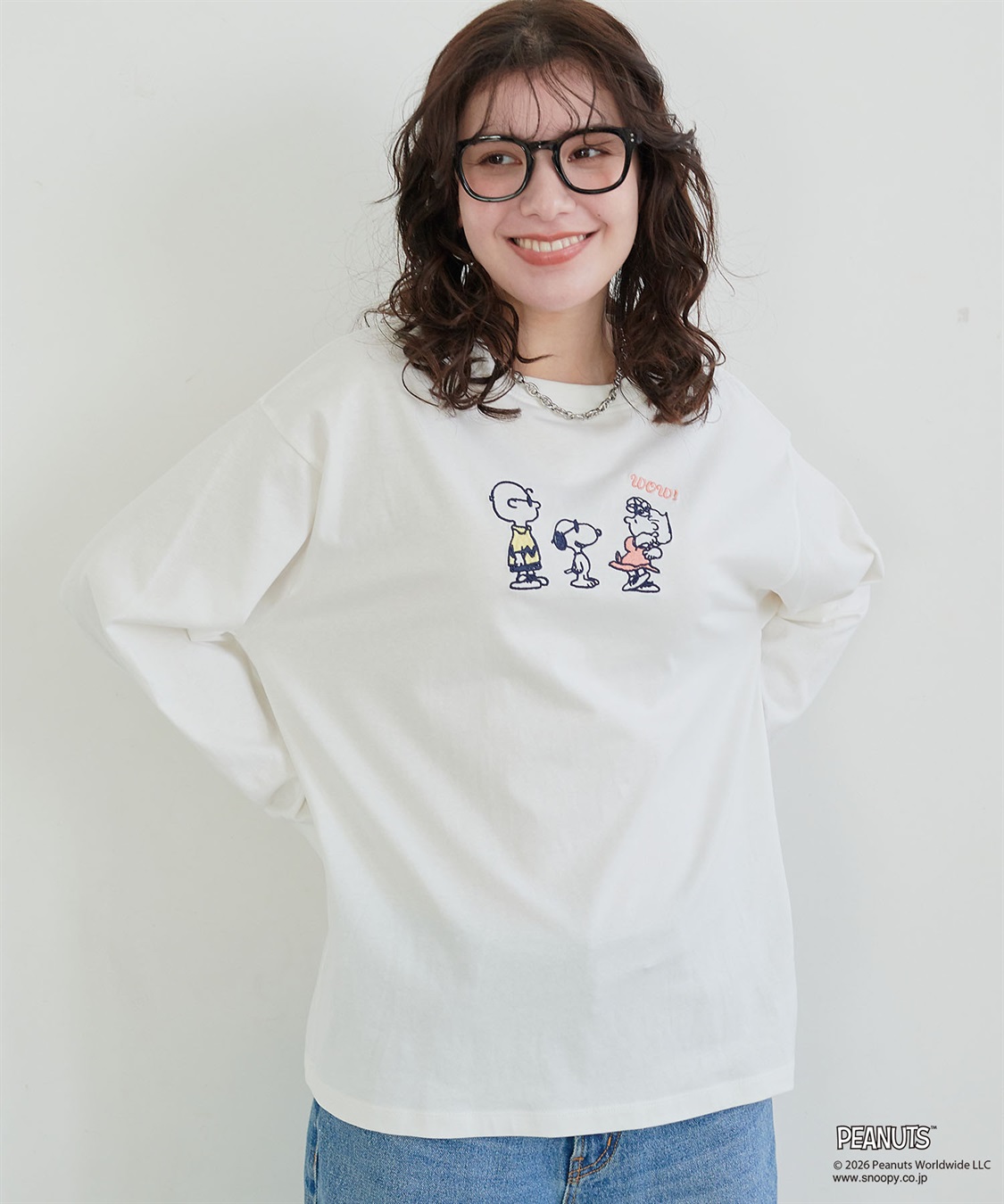 chara station 【PEANUTS/ピーナッツ】SNOOPY/スヌーピーフロント刺繍デザインロンT◆別注◆_sub_9