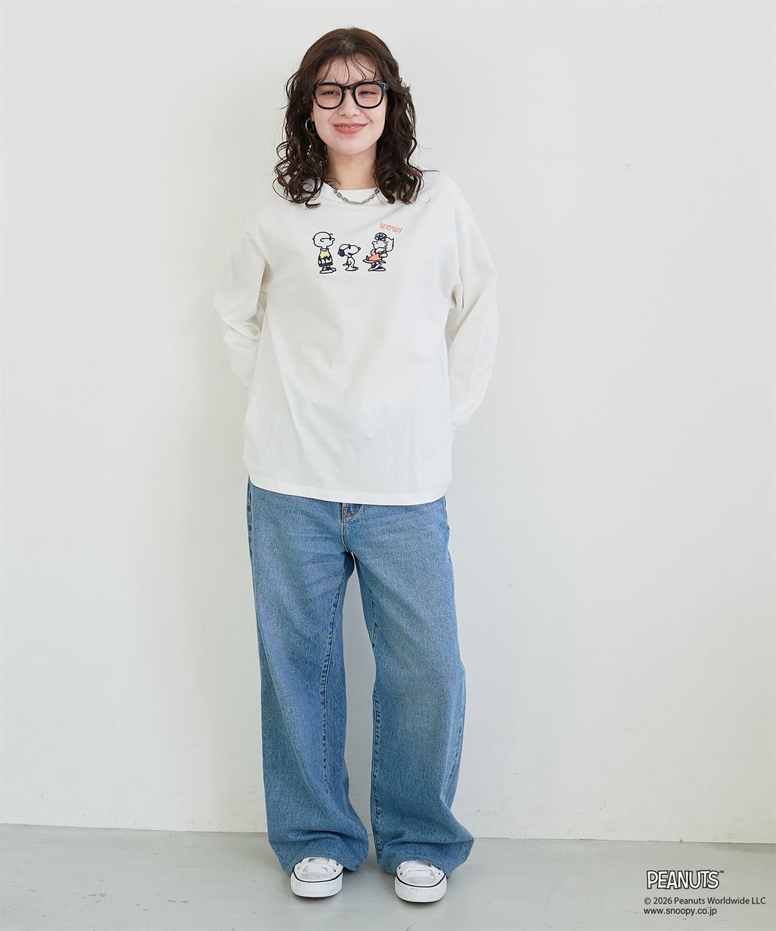 chara station 【PEANUTS/ピーナッツ】SNOOPY/スヌーピーフロント刺繍デザインロンT◆別注◆_sub_10