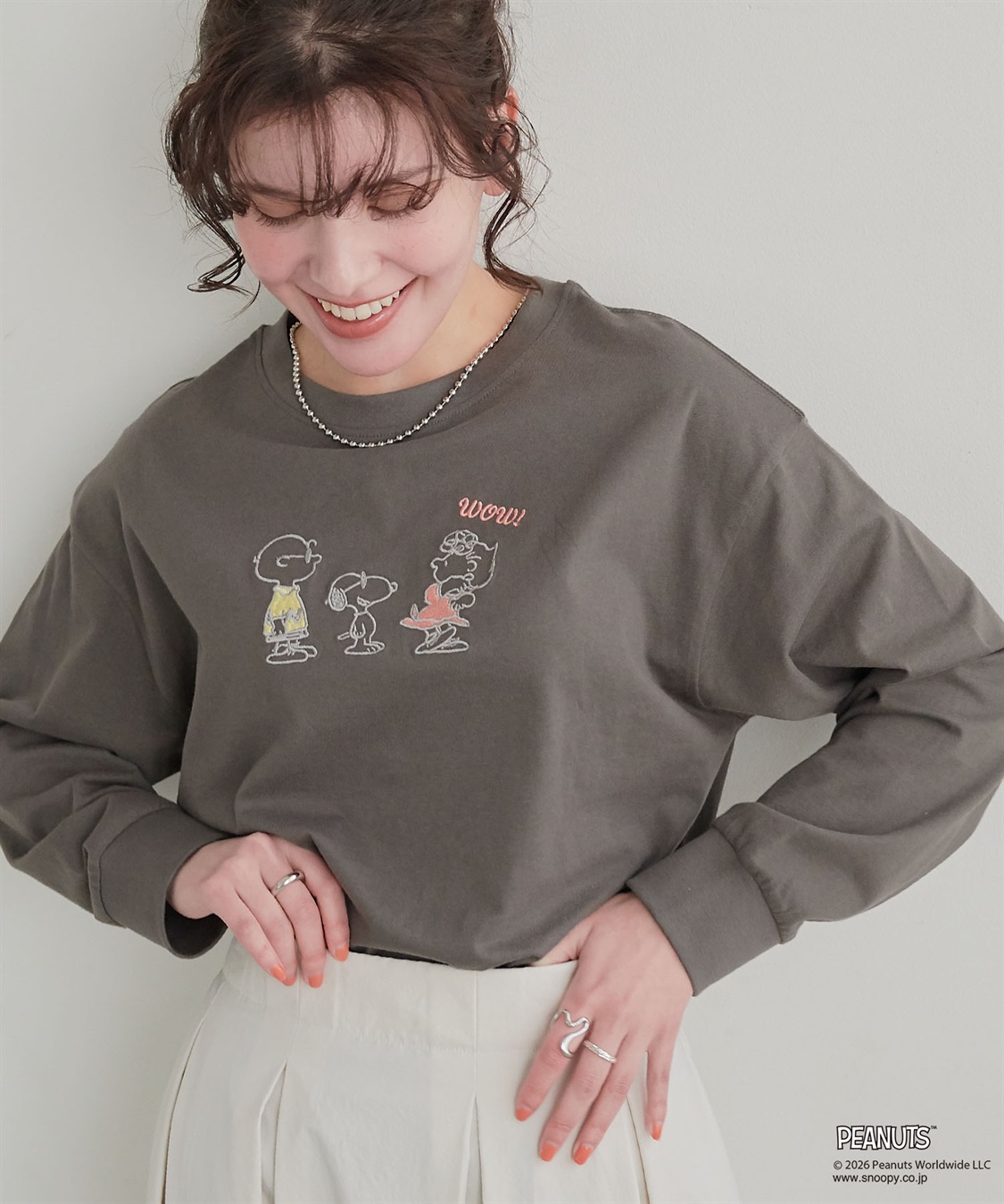chara station 【PEANUTS/ピーナッツ】SNOOPY/スヌーピーフロント刺繍デザインロンT◆別注◆_sub_16