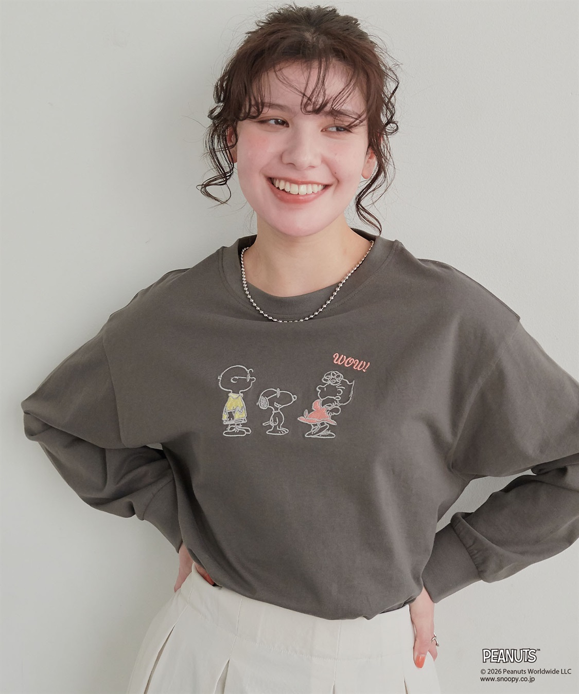 chara station 【PEANUTS/ピーナッツ】SNOOPY/スヌーピーフロント刺繍デザインロンT◆別注◆_sub_17