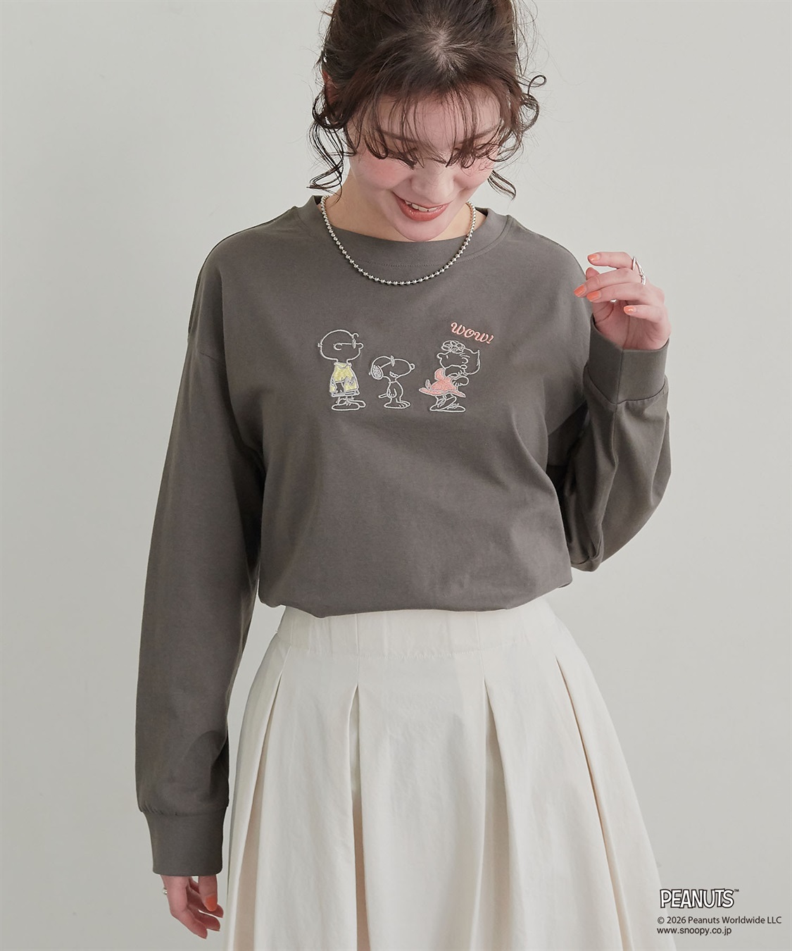 chara station 【PEANUTS/ピーナッツ】SNOOPY/スヌーピーフロント刺繍デザインロンT◆別注◆_sub_18