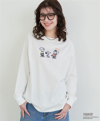 chara station 【PEANUTS/ピーナッツ】SNOOPY/スヌーピーフロント刺繍デザインロンT◆別注◆_subthumb_26