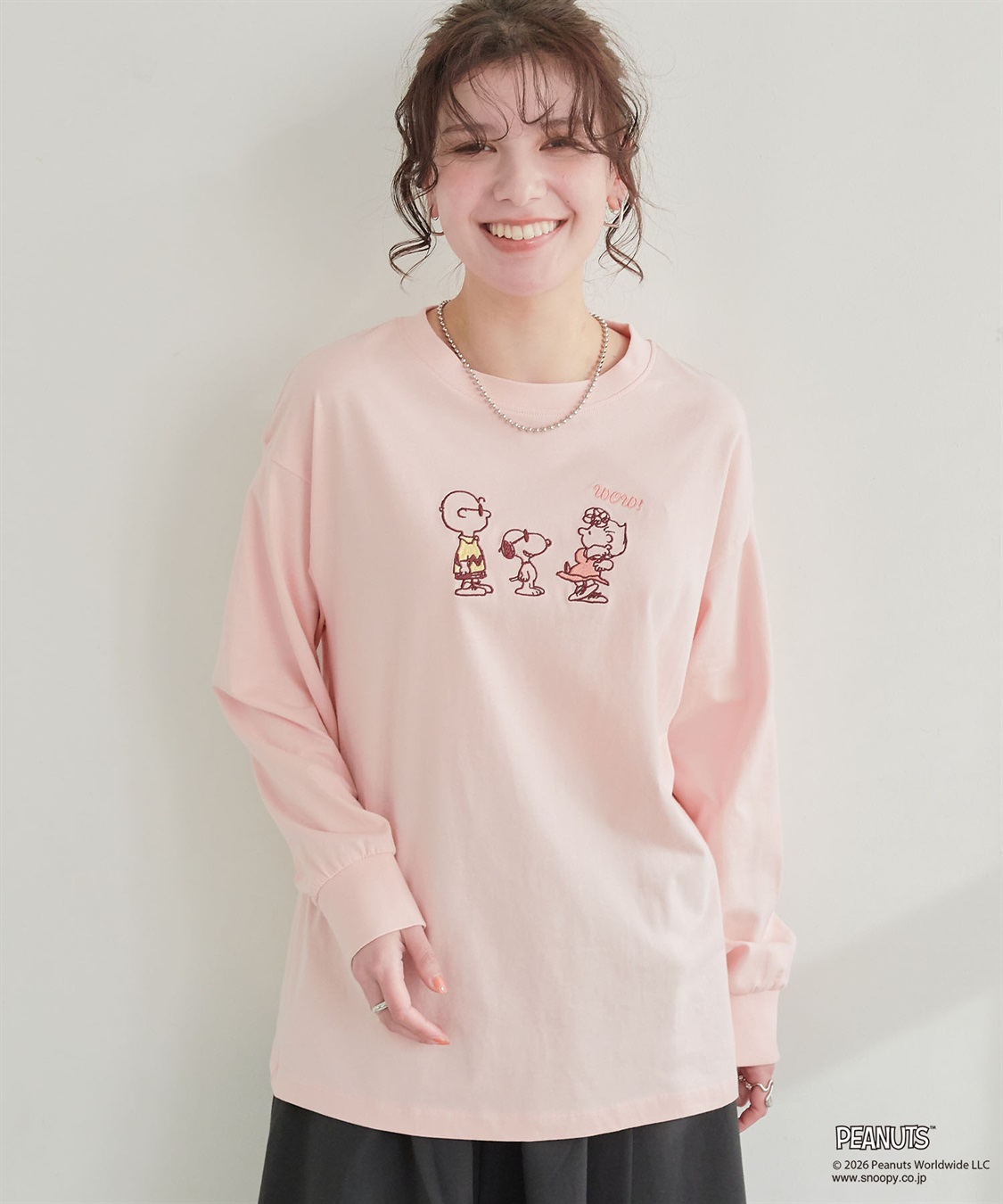 chara station 【PEANUTS/ピーナッツ】SNOOPY/スヌーピーフロント刺繍デザインロンT◆別注◆_sub_27