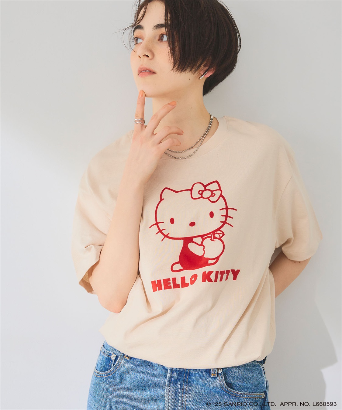chara station 【sanrio characters】HELLO KITTY/ハローキティ フロッキープリント半袖Ｔシャツ《サンリオキャラクターズ》_sub_3
