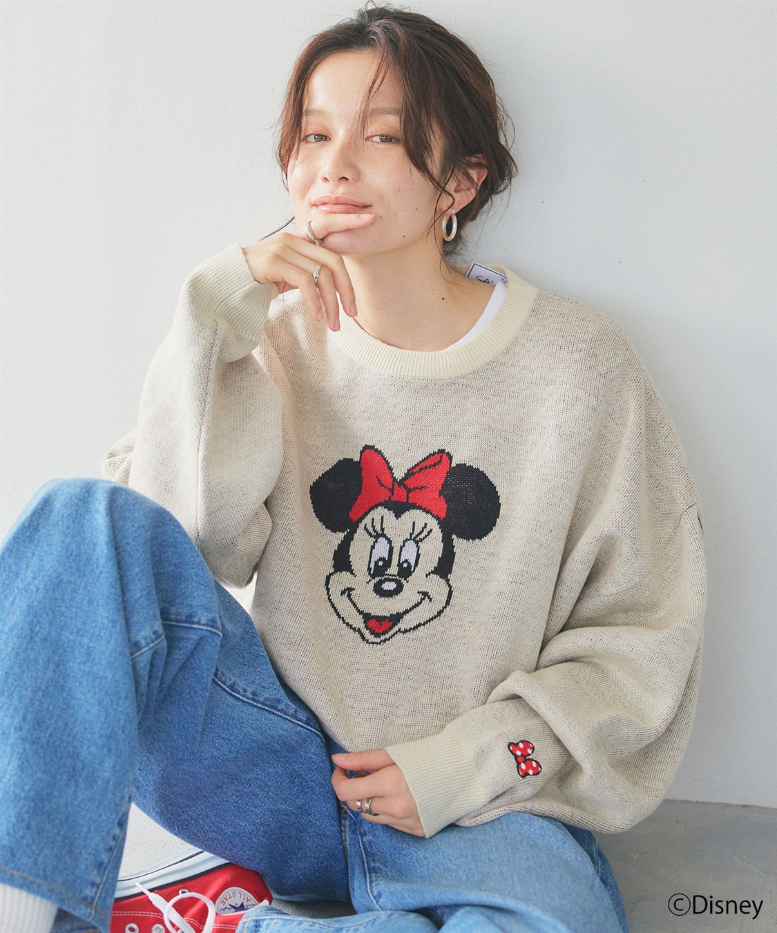 chara station 【Disney/ディズニー】Minnie Mouse/ミニーマウス/ジャガードニットプルオーバー_sub_2