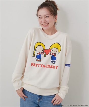 chara station 【sanrio characters】パティ＆ジミープリント裏毛ドロップショルダーレトロプリントスウェットプルオーバー《サンリオキャラクターズ》_subthumb_3