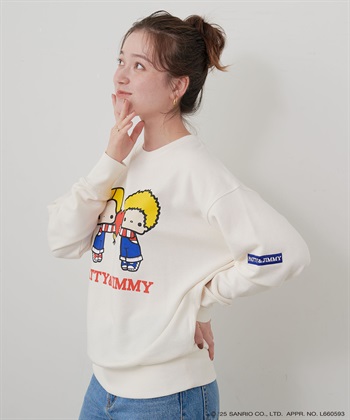 chara station 【sanrio characters】パティ＆ジミープリント裏毛ドロップショルダーレトロプリントスウェットプルオーバー《サンリオキャラクターズ》_subthumb_6