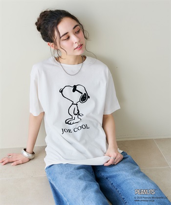 chara station 【PEANUTS/ピーナッツ】SNOOPY/スヌーピー「JOE COOL」フロッキープリントTシャツ_subthumb_2