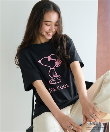 chara station 【PEANUTS/ピーナッツ】SNOOPY/スヌーピー「JOE COOL」フロッキープリントTシャツ_subthumb_3