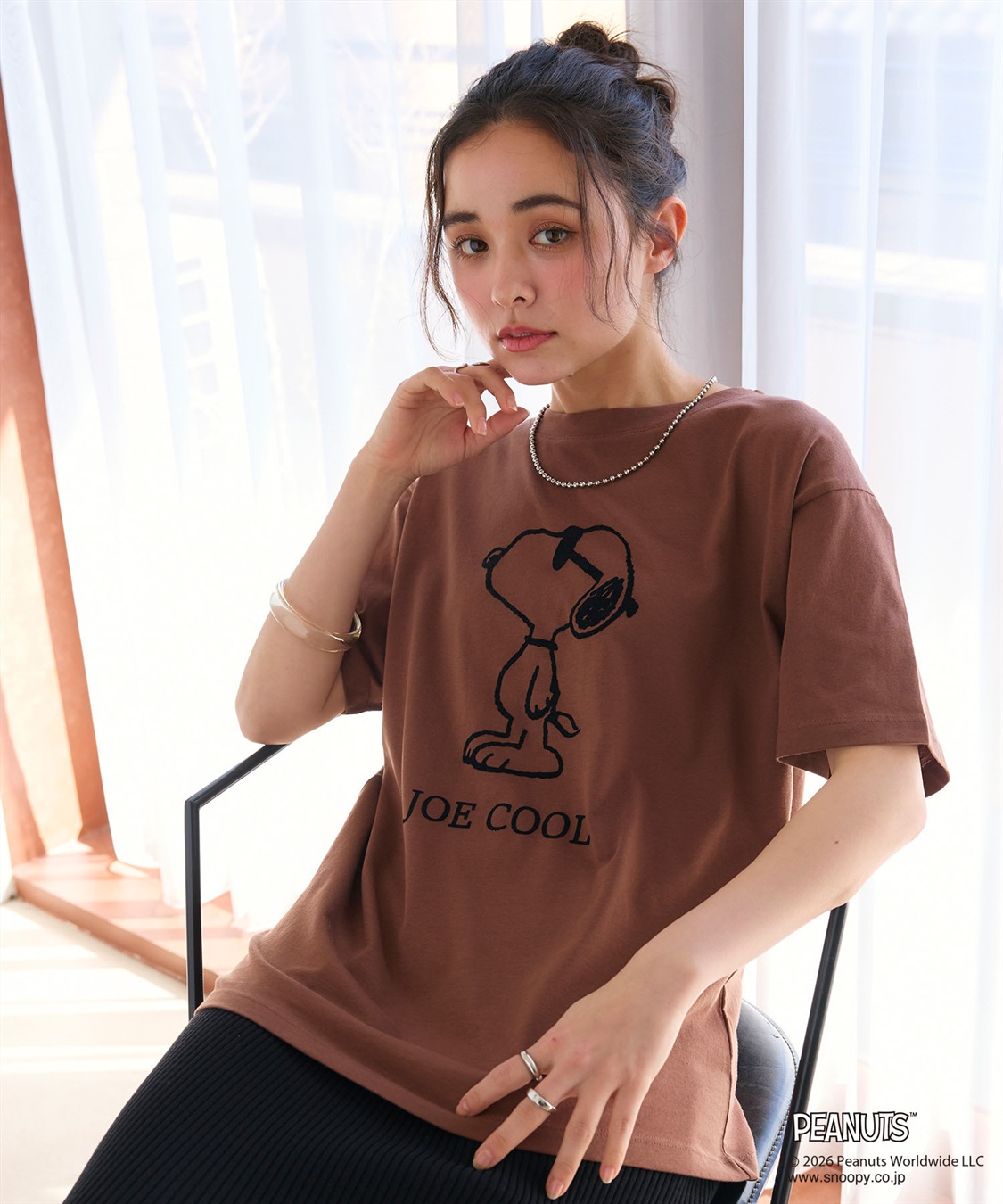 chara station 【PEANUTS/ピーナッツ】SNOOPY/スヌーピー「JOE COOL」フロッキープリントTシャツ_sub_9
