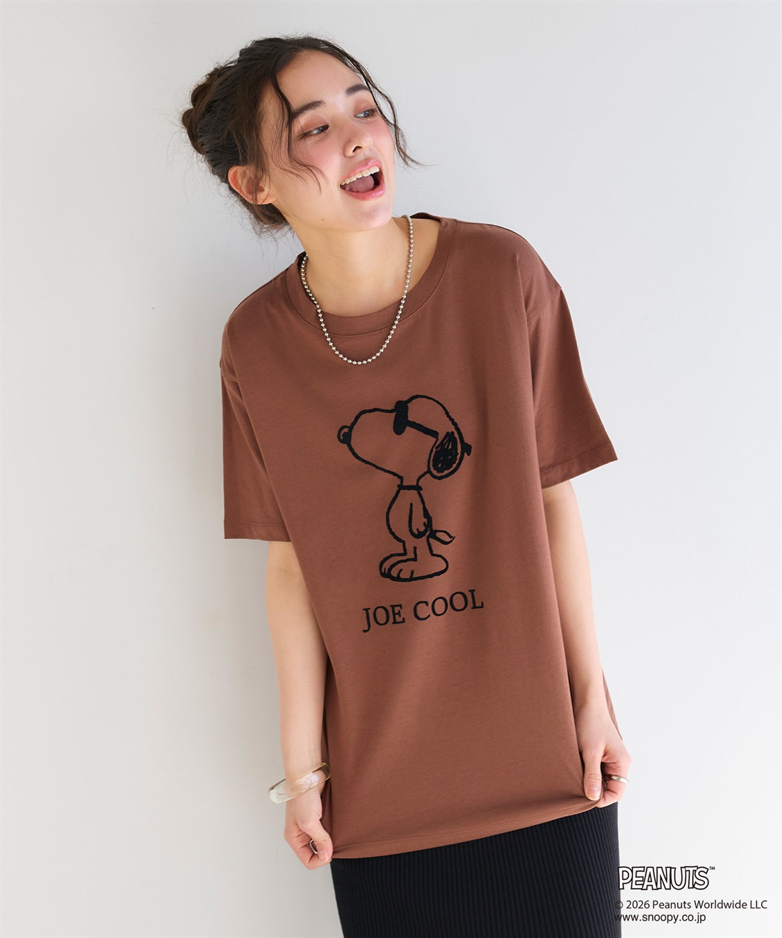 chara station 【PEANUTS/ピーナッツ】SNOOPY/スヌーピー「JOE COOL」フロッキープリントTシャツ_sub_10