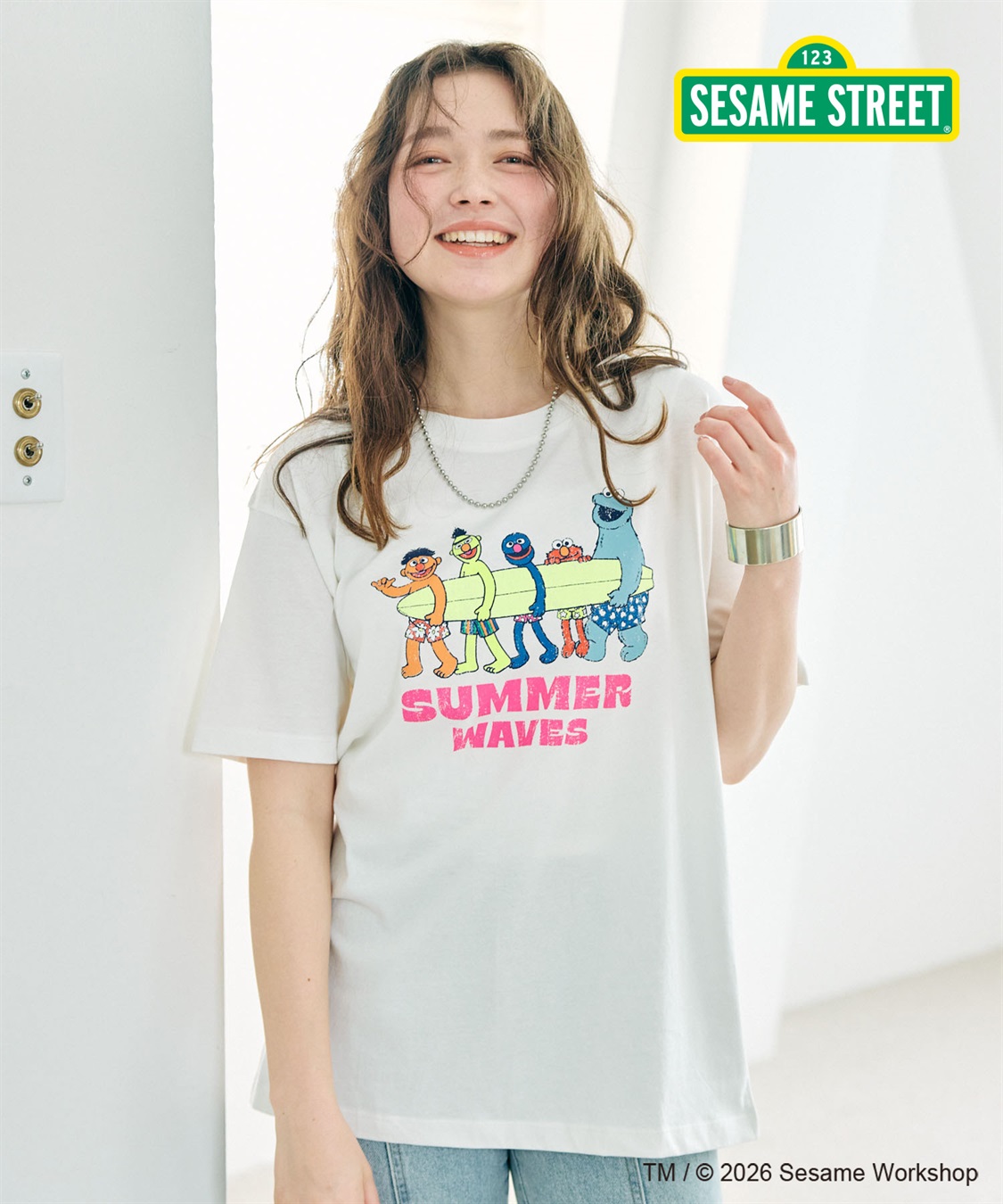 chara station 【セサミストリート/SESAME STREET】サーフフォトプリントTシャツ（ELMO＆FRIENDS）_sub_1