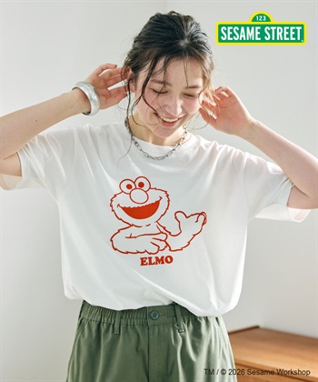 chara station 【セサミストリート/SESAME STREET】エルモ/ELMOフロッキープリント半袖Tシャツ_subthumb_1