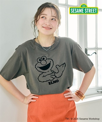 chara station 【セサミストリート/SESAME STREET】エルモ/ELMOフロッキープリント半袖Tシャツ_subthumb_2
