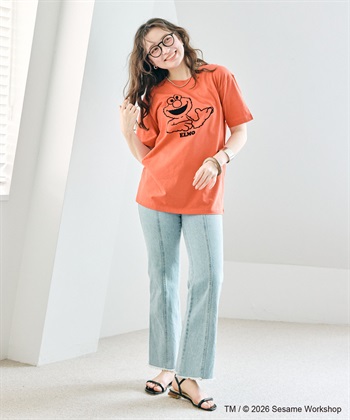 chara station 【セサミストリート/SESAME STREET】エルモ/ELMOフロッキープリント半袖Tシャツ_subthumb_4