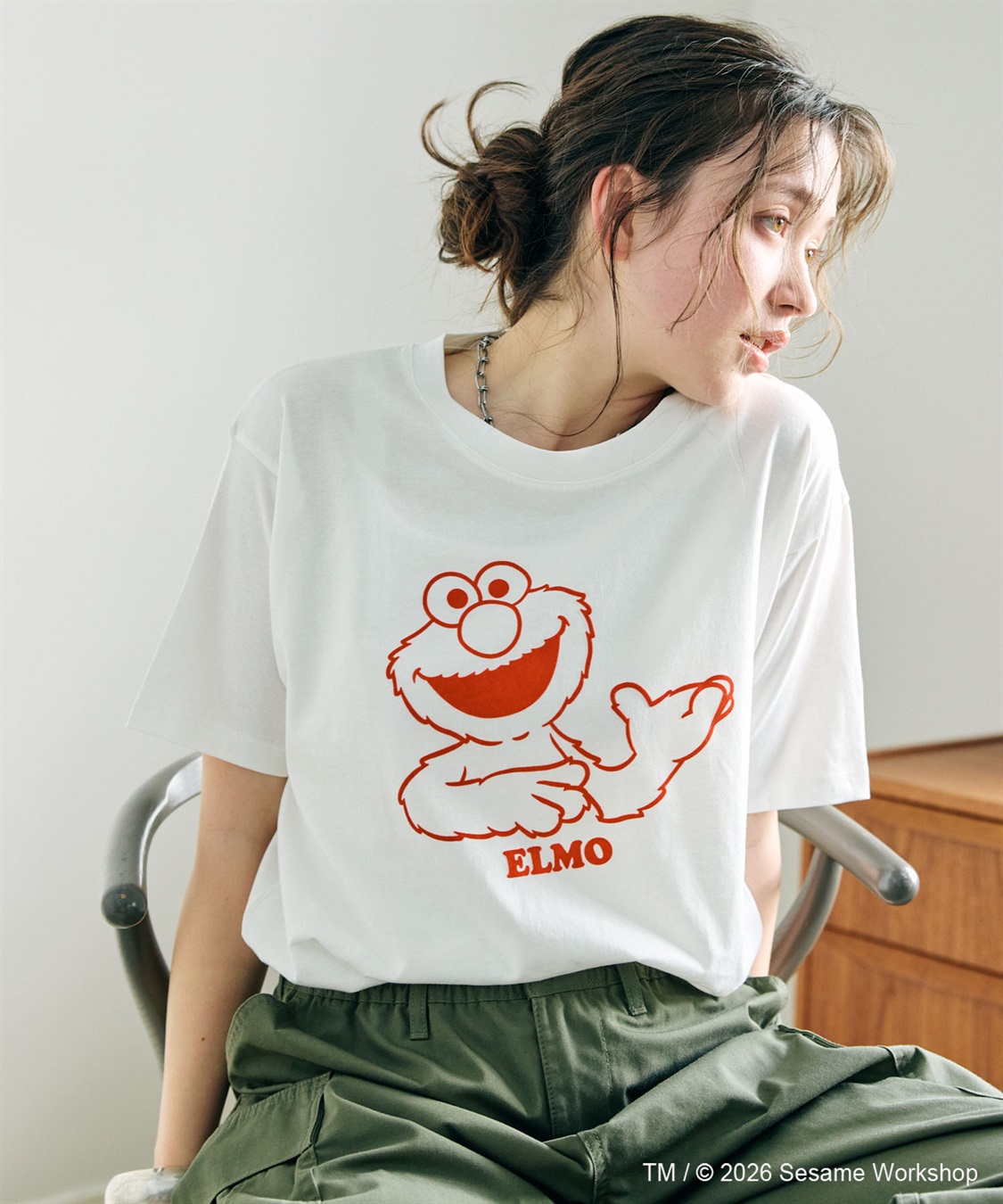 chara station 【セサミストリート/SESAME STREET】エルモ/ELMOフロッキープリント半袖Tシャツ_sub_12