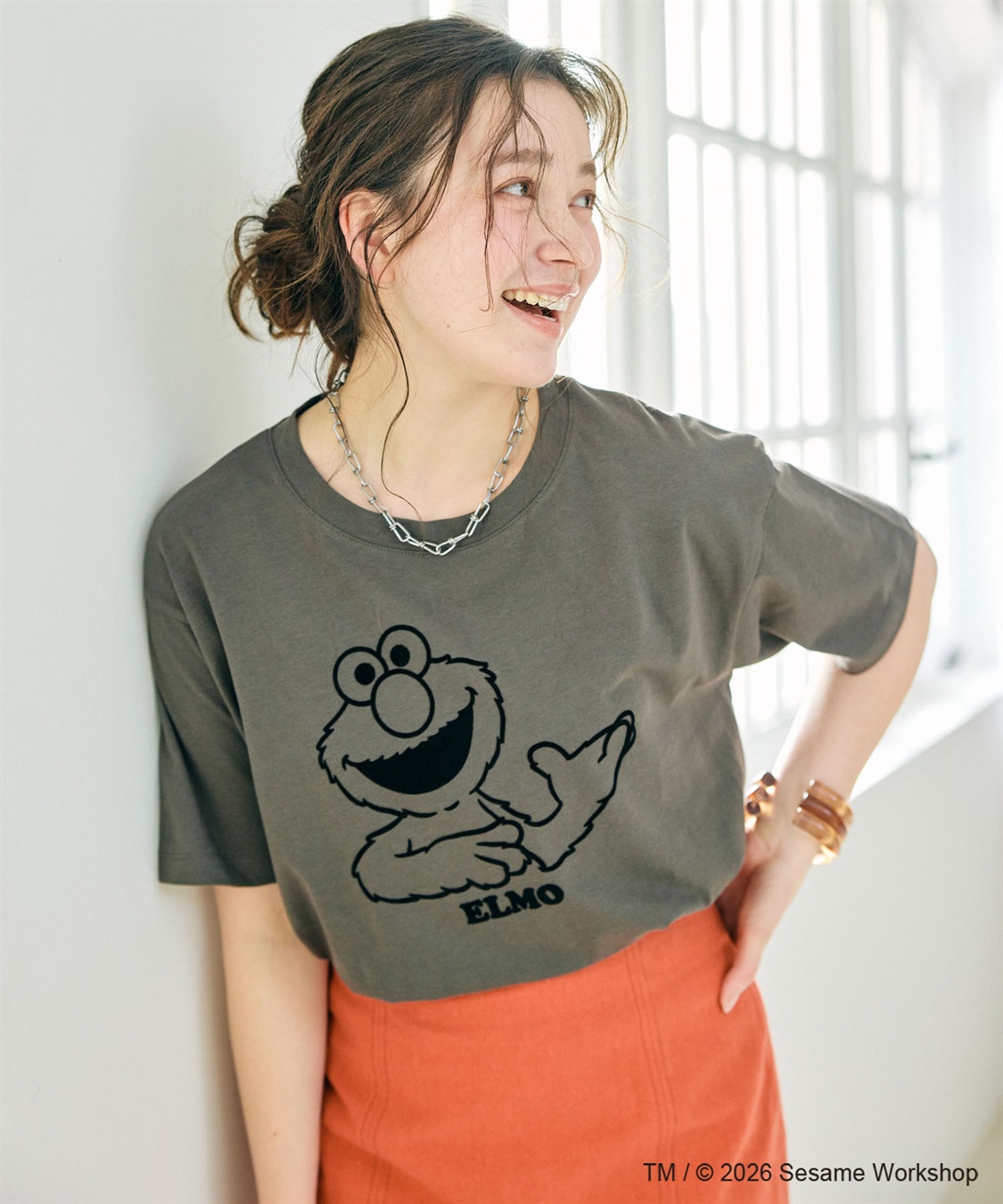 chara station 【セサミストリート/SESAME STREET】エルモ/ELMOフロッキープリント半袖Tシャツ_sub_17