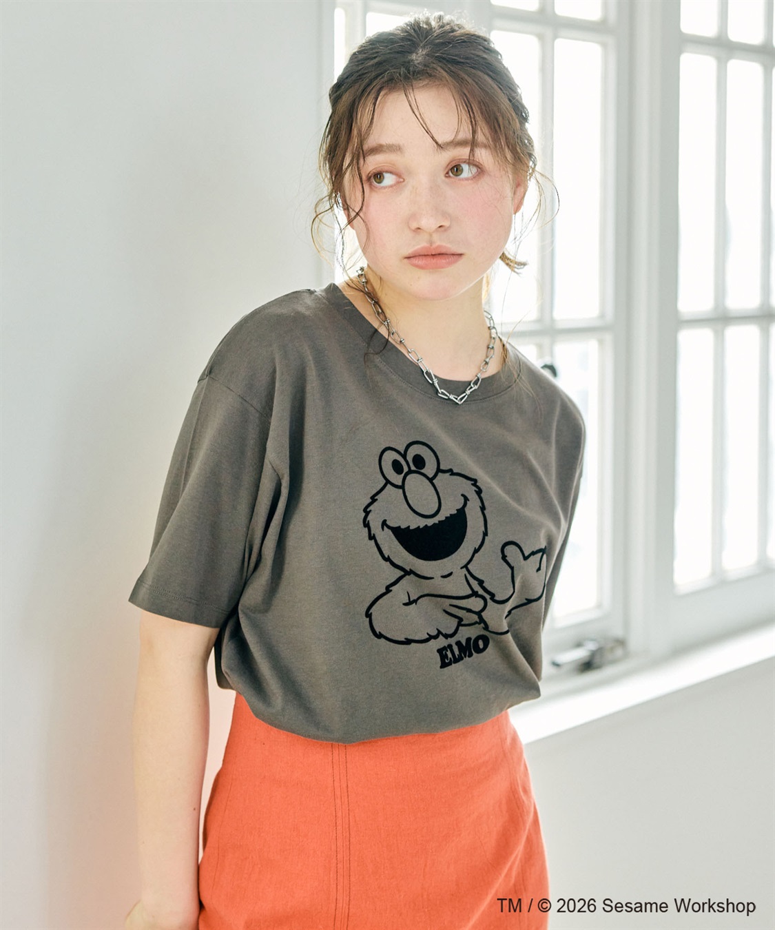 chara station 【セサミストリート/SESAME STREET】エルモ/ELMOフロッキープリント半袖Tシャツ_sub_19