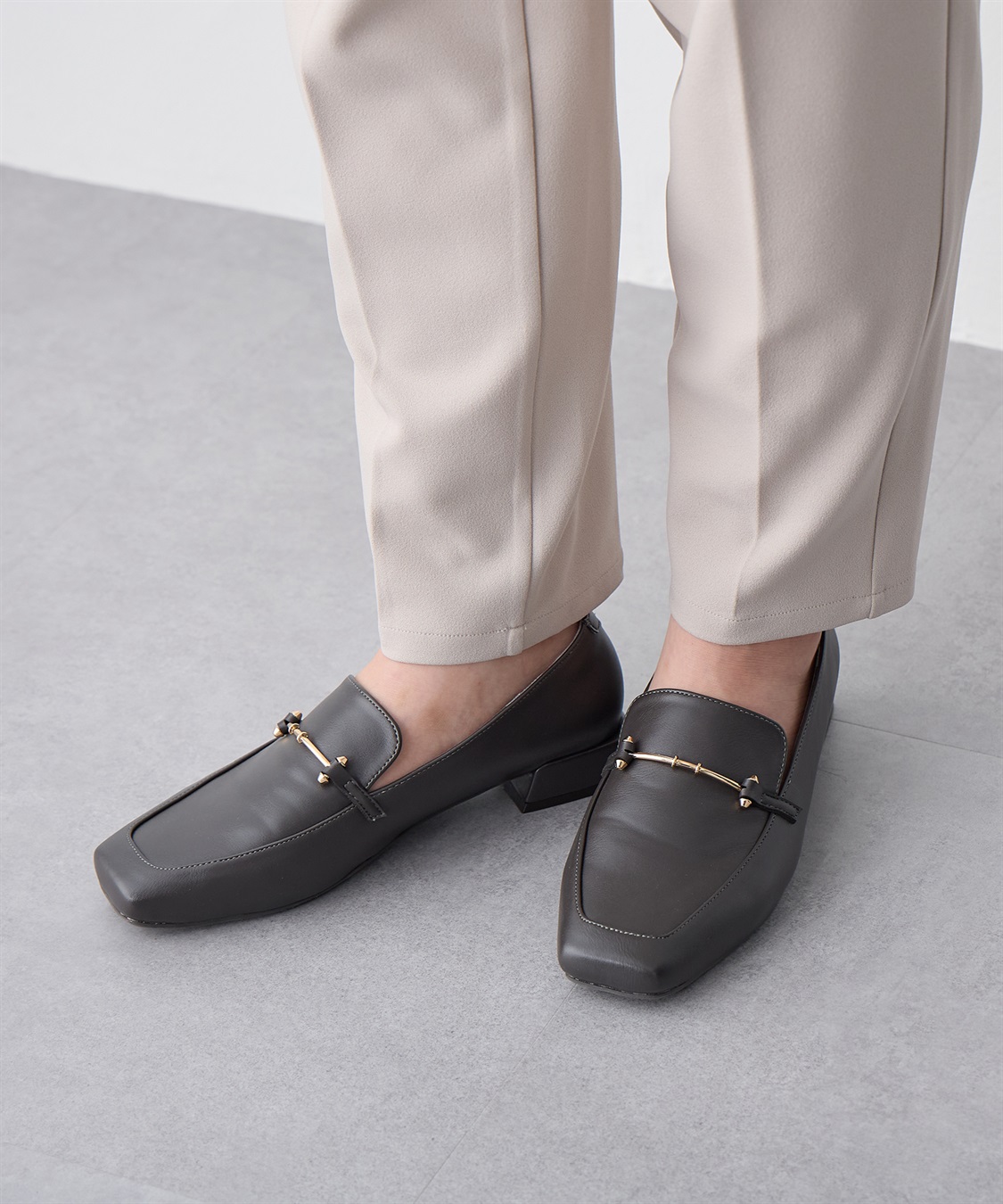 anyfee 【anyfee/プラスサイズ】スクエアビットローファー（4E・甲高・幅広）《la farfa SHOES/ラファーファシューズ》_sub_1