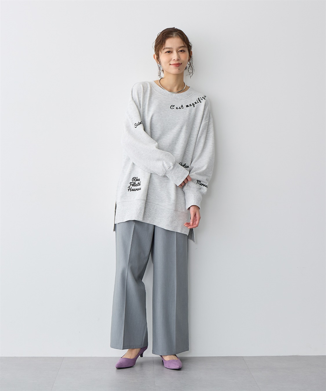 anyfee 【anyfee/プラスサイズ】ビッグシルエット裏毛刺繍プルオーバー_sub_6