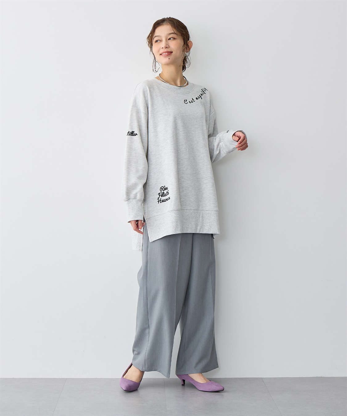 anyfee 【anyfee/プラスサイズ】ビッグシルエット裏毛刺繍プルオーバー_sub_8
