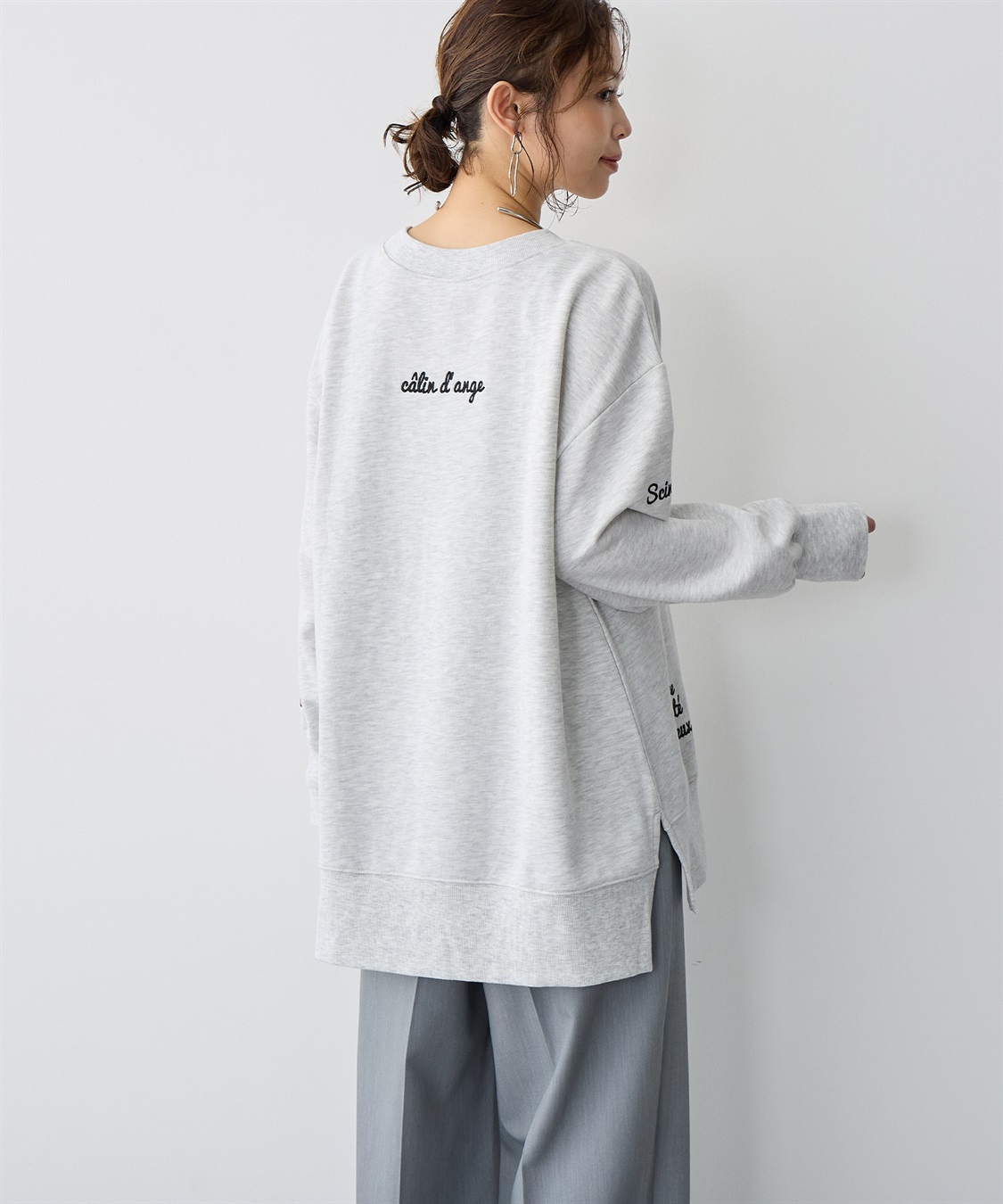 anyfee 【anyfee/プラスサイズ】ビッグシルエット裏毛刺繍プルオーバー_sub_14