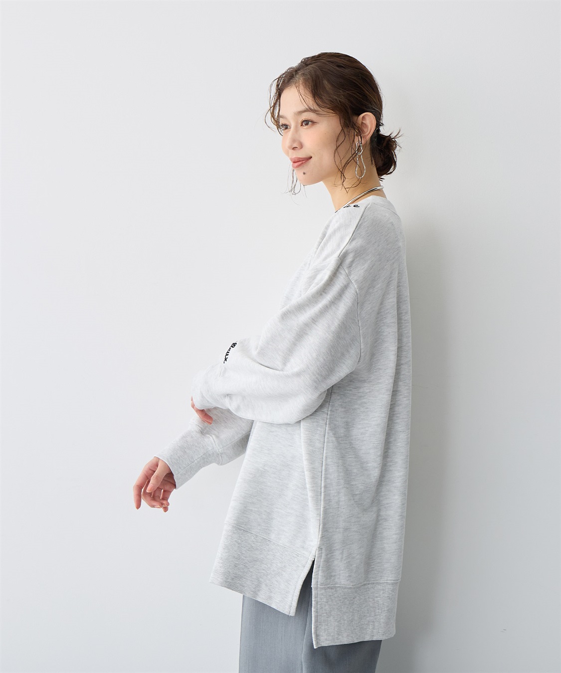 anyfee 【anyfee/プラスサイズ】ビッグシルエット裏毛刺繍プルオーバー_sub_15