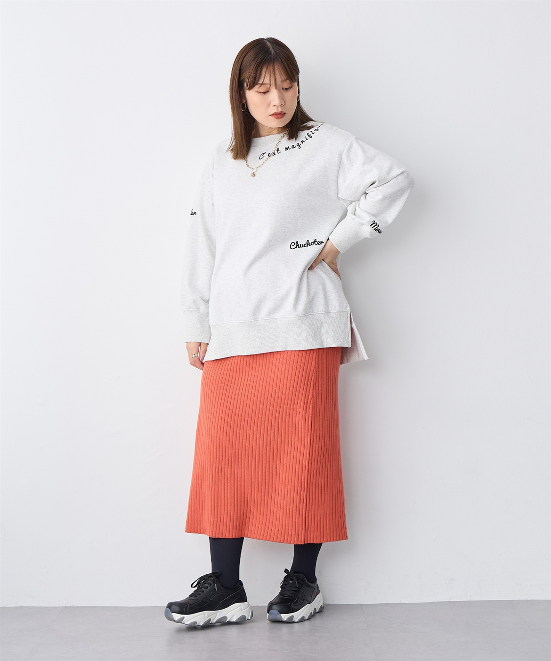 anyfee 【anyfee/プラスサイズ】ビッグシルエット裏毛刺繍プルオーバー_sub_22