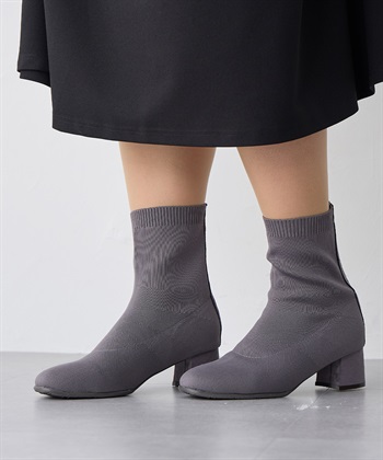 anyfee 【anyfee/プラスサイズ】5cmヒールソックスブーツ（4E・甲高・幅広）《la farfa SHOES/ラファーファシューズ》_subthumb_2