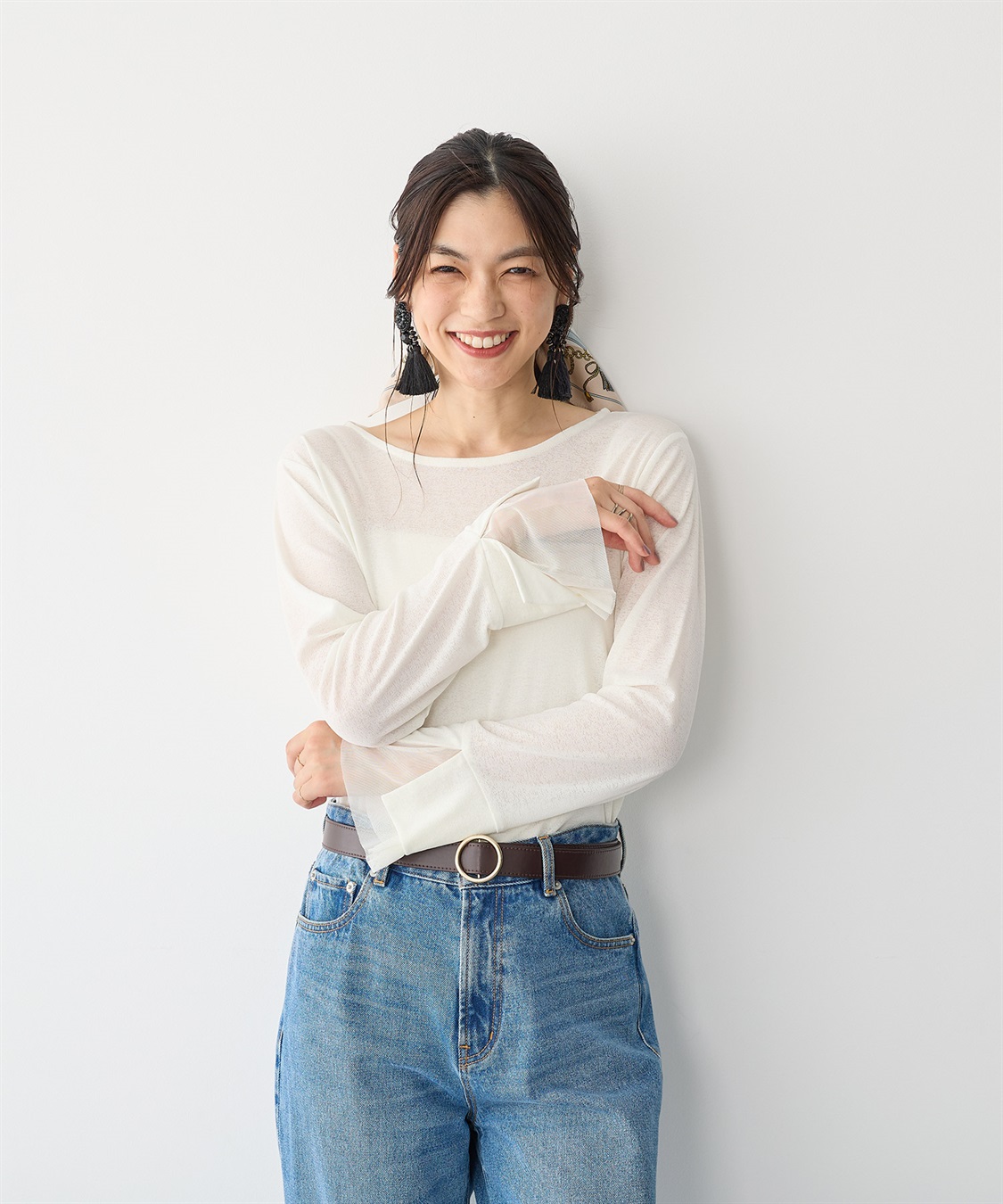 anyfee 【anyfee/プラスサイズ】袖チュールTシャツ_sub_13
