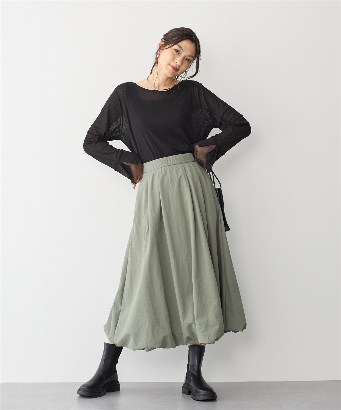 anyfee 【anyfee/プラスサイズ】袖チュールTシャツ_sub_21