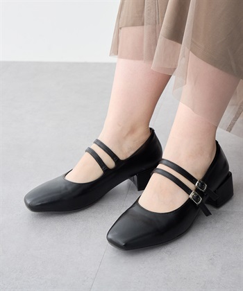 anyfee 【anyfee/プラスサイズ】4cmヒールスクエアトゥ2Wayメリージェーン（4E・甲高・幅広）《la farfa SHOES/ラファーファシューズ》_subthumb_1