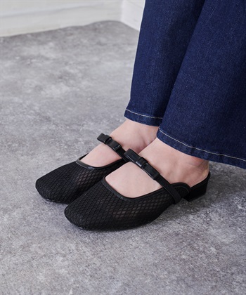 anyfee 【anyfee/プラスサイズ】チュールミュール/サンダル（4E・甲高・幅広）《la farfa SHOES/ラファーファシューズ》_subthumb_3