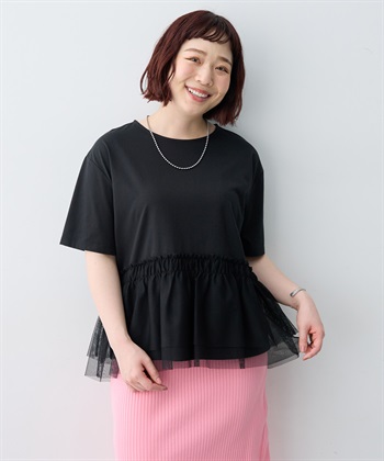 anyfee 【anyfee/大きいサイズ】チュール切替Tシャツ◆新色追加◆_subthumb_2