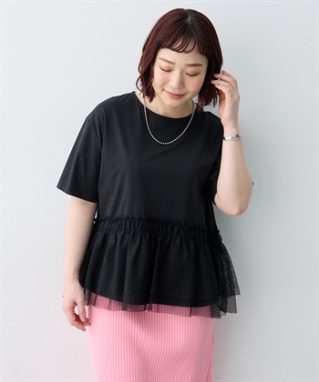 anyfee 【anyfee/大きいサイズ】チュール切替Tシャツ◆新色追加◆_subthumb_3