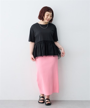 anyfee 【anyfee/大きいサイズ】チュール切替Tシャツ◆新色追加◆_subthumb_4