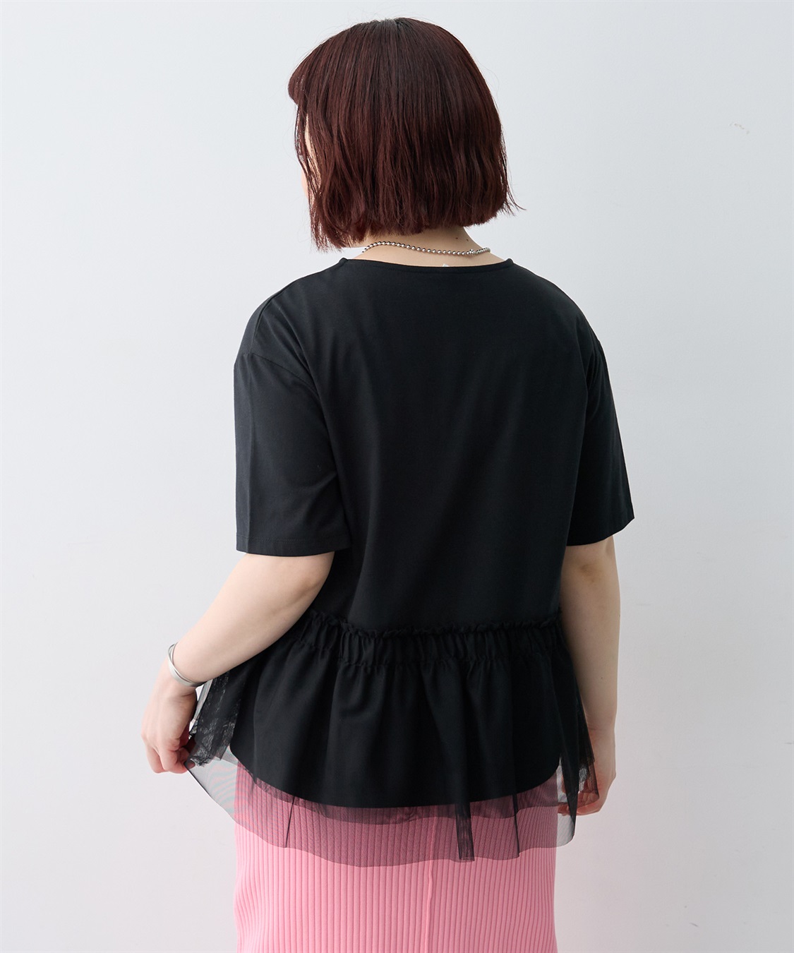 anyfee 【anyfee/大きいサイズ】チュール切替Tシャツ◆新色追加◆_sub_6