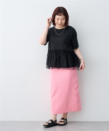 anyfee 【anyfee/大きいサイズ】チュール切替Tシャツ◆新色追加◆_subthumb_8