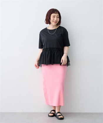 anyfee 【anyfee/大きいサイズ】チュール切替Tシャツ◆新色追加◆_subthumb_9