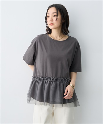 anyfee 【anyfee/大きいサイズ】チュール切替Tシャツ◆新色追加◆_subthumb_12