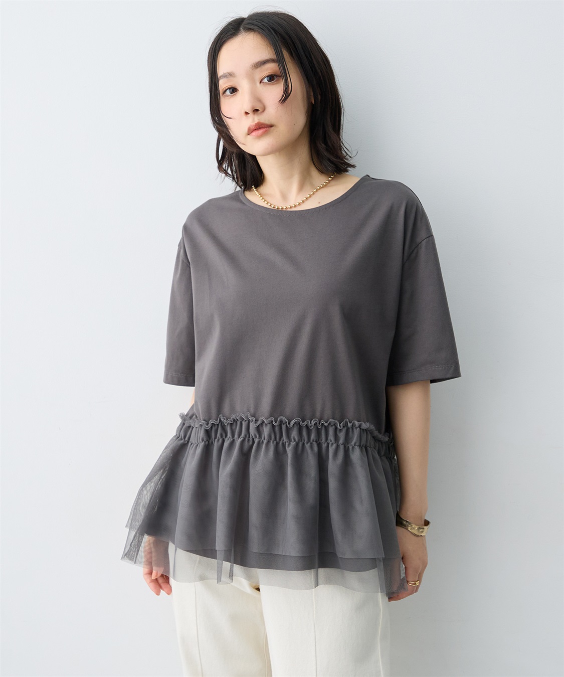 anyfee 【anyfee/大きいサイズ】チュール切替Tシャツ◆新色追加◆_sub_13