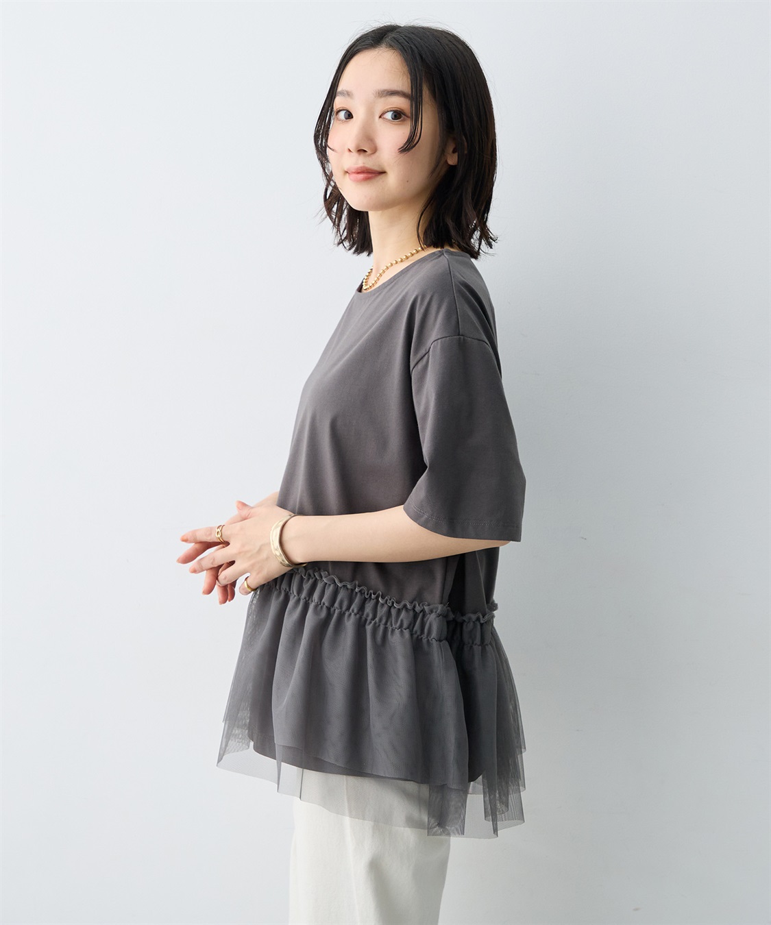 anyfee 【anyfee/大きいサイズ】チュール切替Tシャツ◆新色追加◆_sub_18