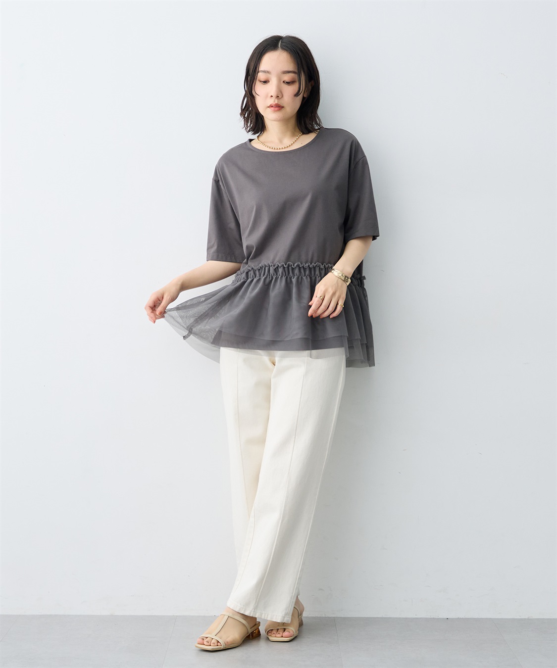 anyfee 【anyfee/大きいサイズ】チュール切替Tシャツ◆新色追加◆_sub_20