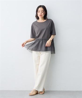 anyfee 【anyfee/大きいサイズ】チュール切替Tシャツ◆新色追加◆_subthumb_20