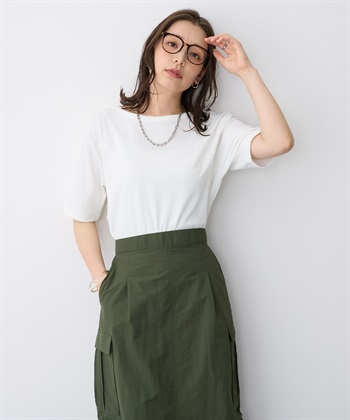 anyfee 【anyfee/プラスサイズ】前後２WAYリブバレエネックTシャツ_subthumb_1