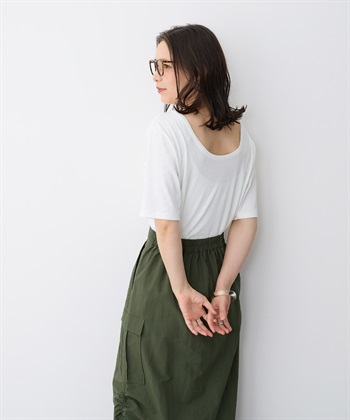 anyfee 【anyfee/プラスサイズ】前後２WAYリブバレエネックTシャツ_subthumb_3