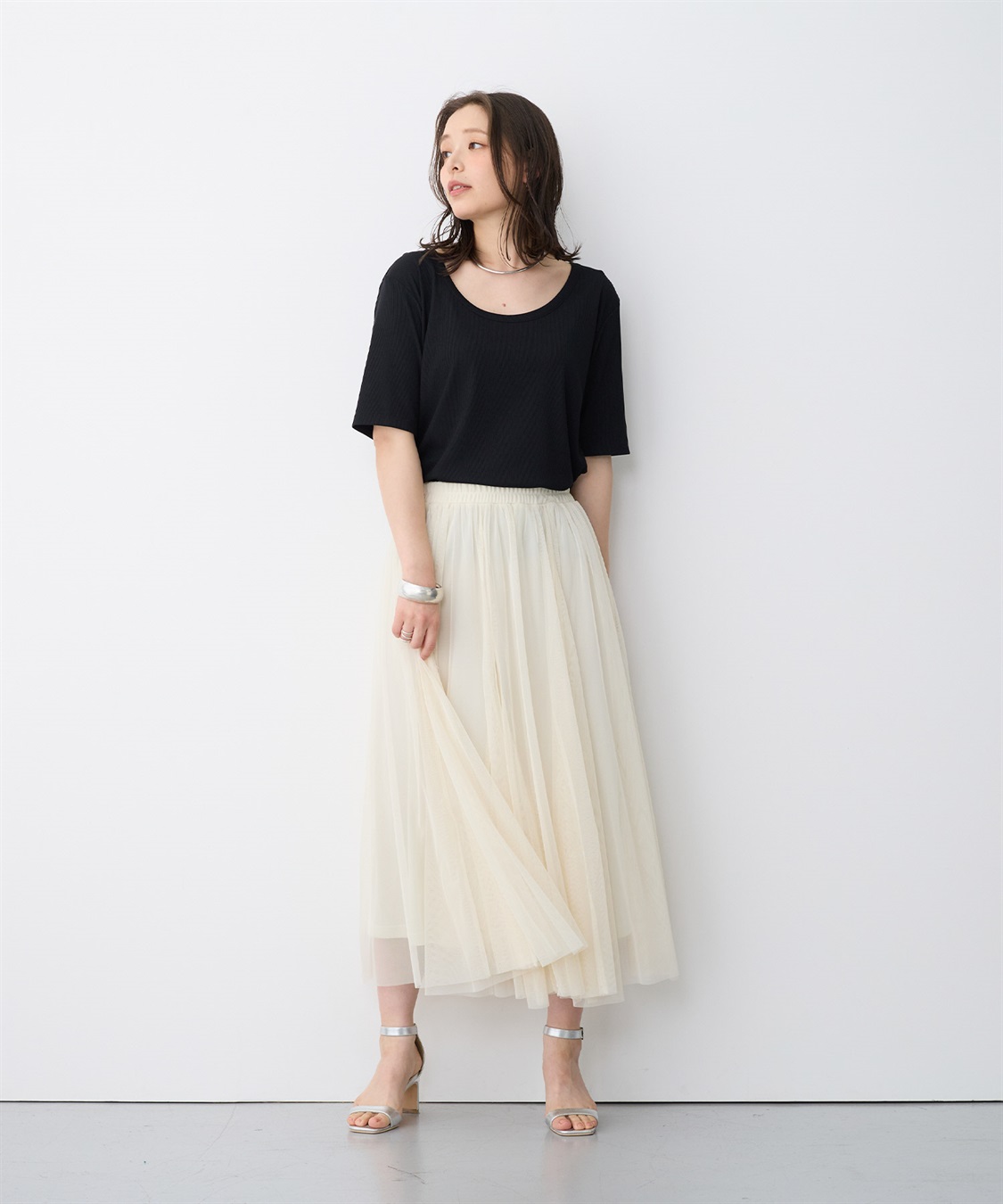 anyfee 【anyfee/プラスサイズ】前後２WAYリブバレエネックTシャツ_sub_13