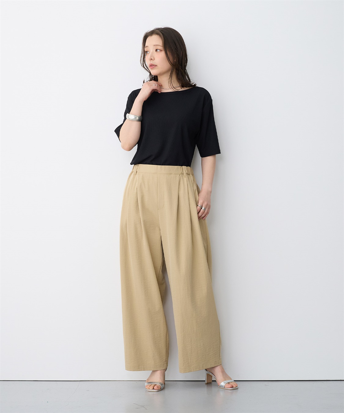 anyfee 【anyfee/プラスサイズ】前後２WAYリブバレエネックTシャツ_sub_21