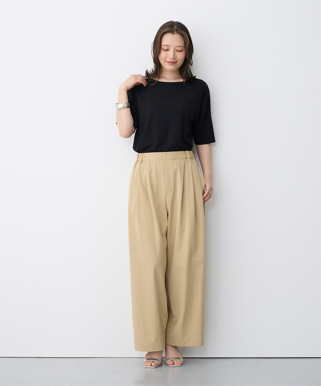anyfee 【anyfee/プラスサイズ】前後２WAYリブバレエネックTシャツ_sub_22