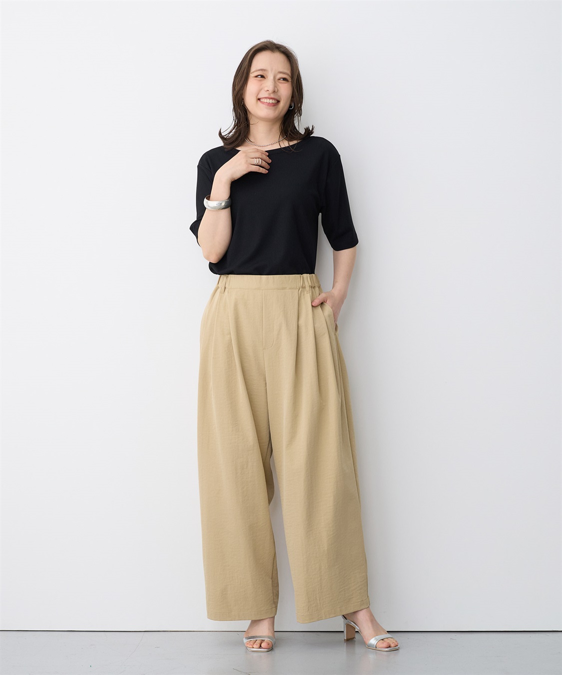 anyfee 【anyfee/プラスサイズ】前後２WAYリブバレエネックTシャツ_sub_23